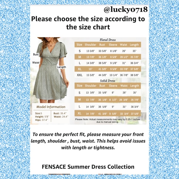 Fensace NWT Summer Floral Blue/White Short Sleeve Wrap Dress Sz S - Picture 9 of 9